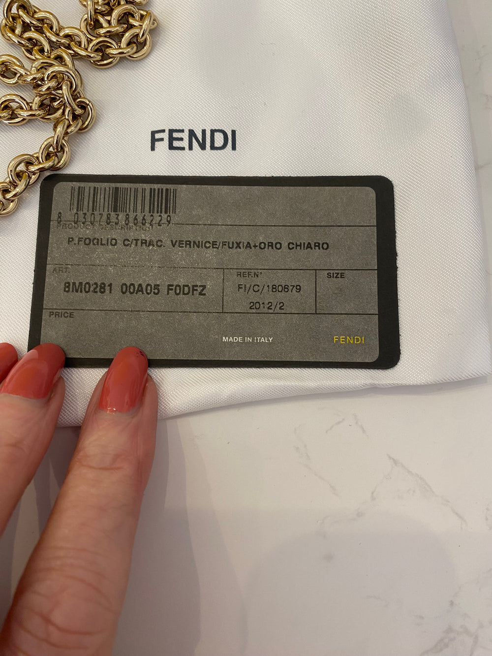 Pre Loved Fendi Patent Magenta Wallet on Chain (as new)