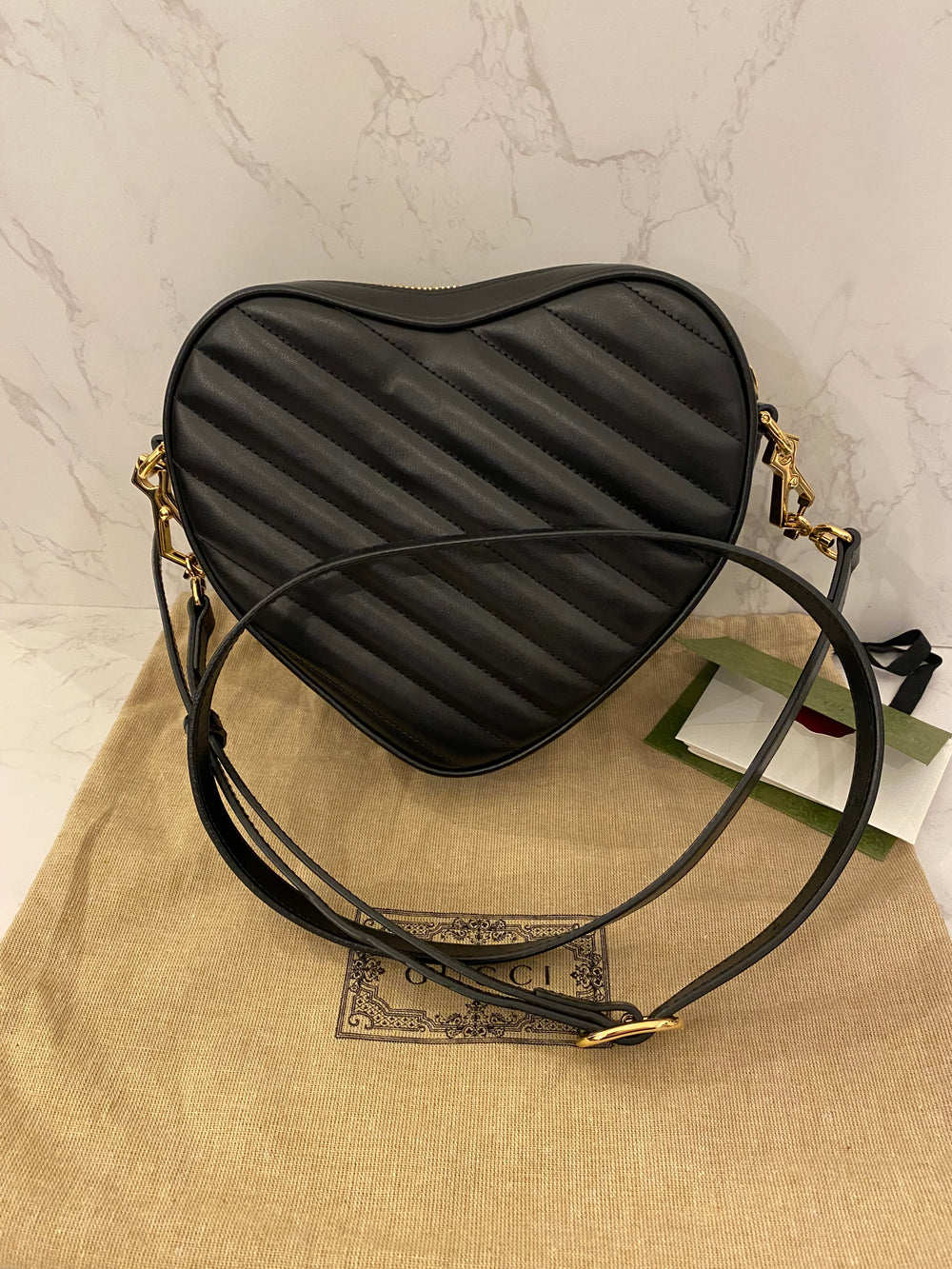 Pre Loved Gucci Interlocking G Mini Heart Crossbody Bag in Black (new)