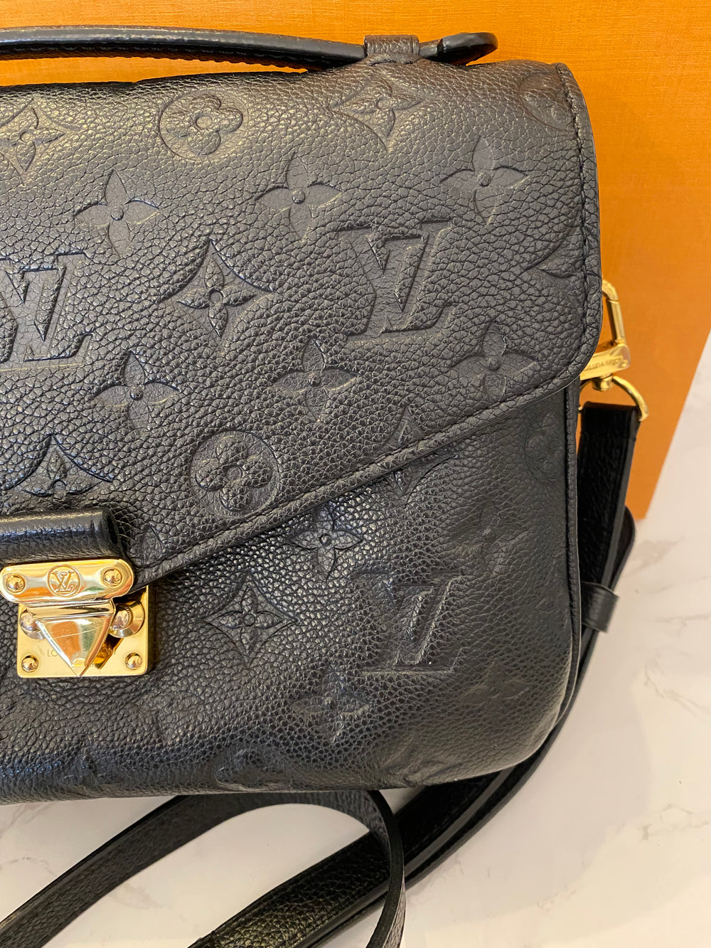 Pre Loved Louis Vuitton Pochette Metis Bag in Black Empreinte Leather **RESERVED A**