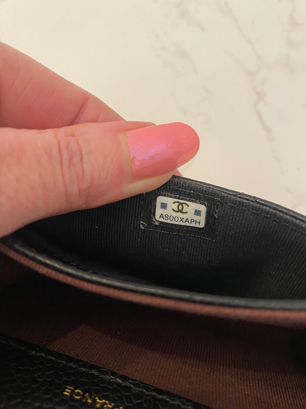 Pre Loved Chanel Classic Quilted Flap Cardholder in Black Caviar Leather (as new)