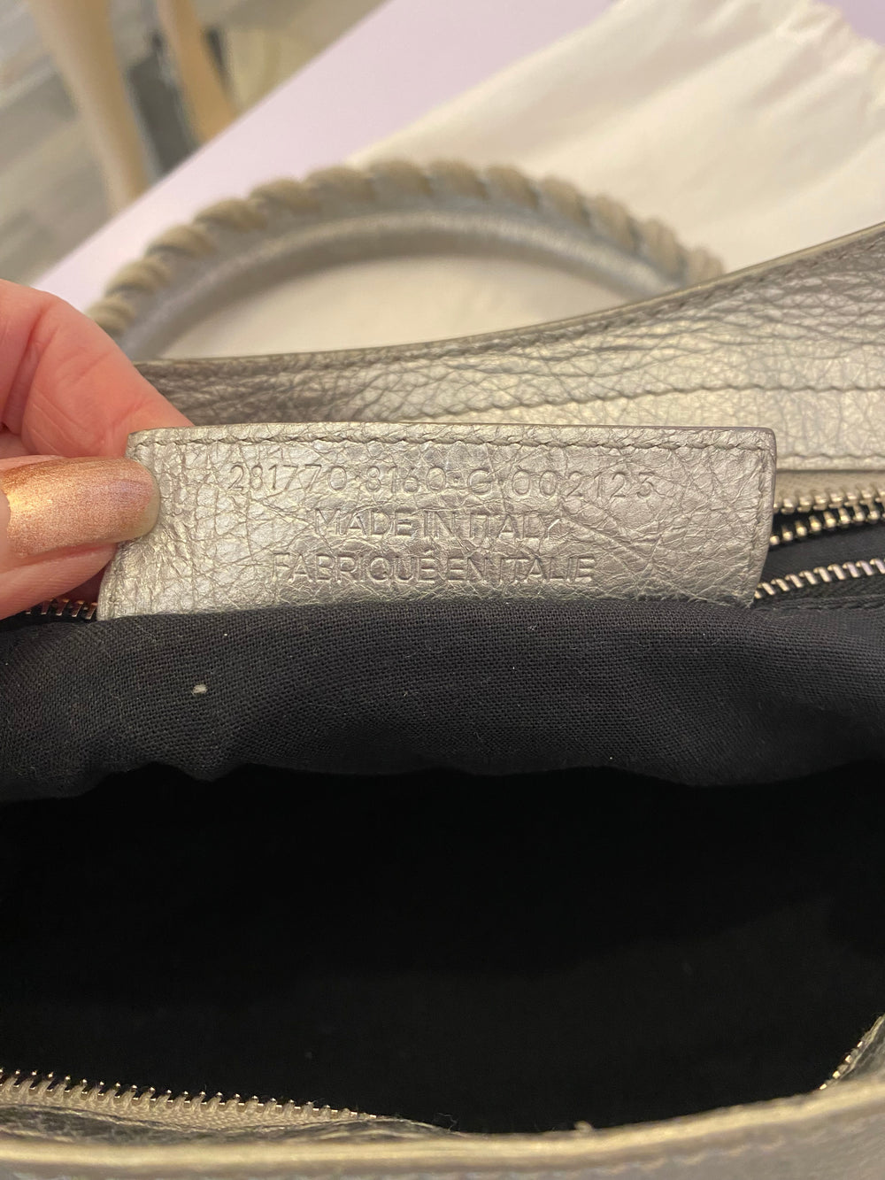 Pre Loved Balenciaga Le City in Silver Leather