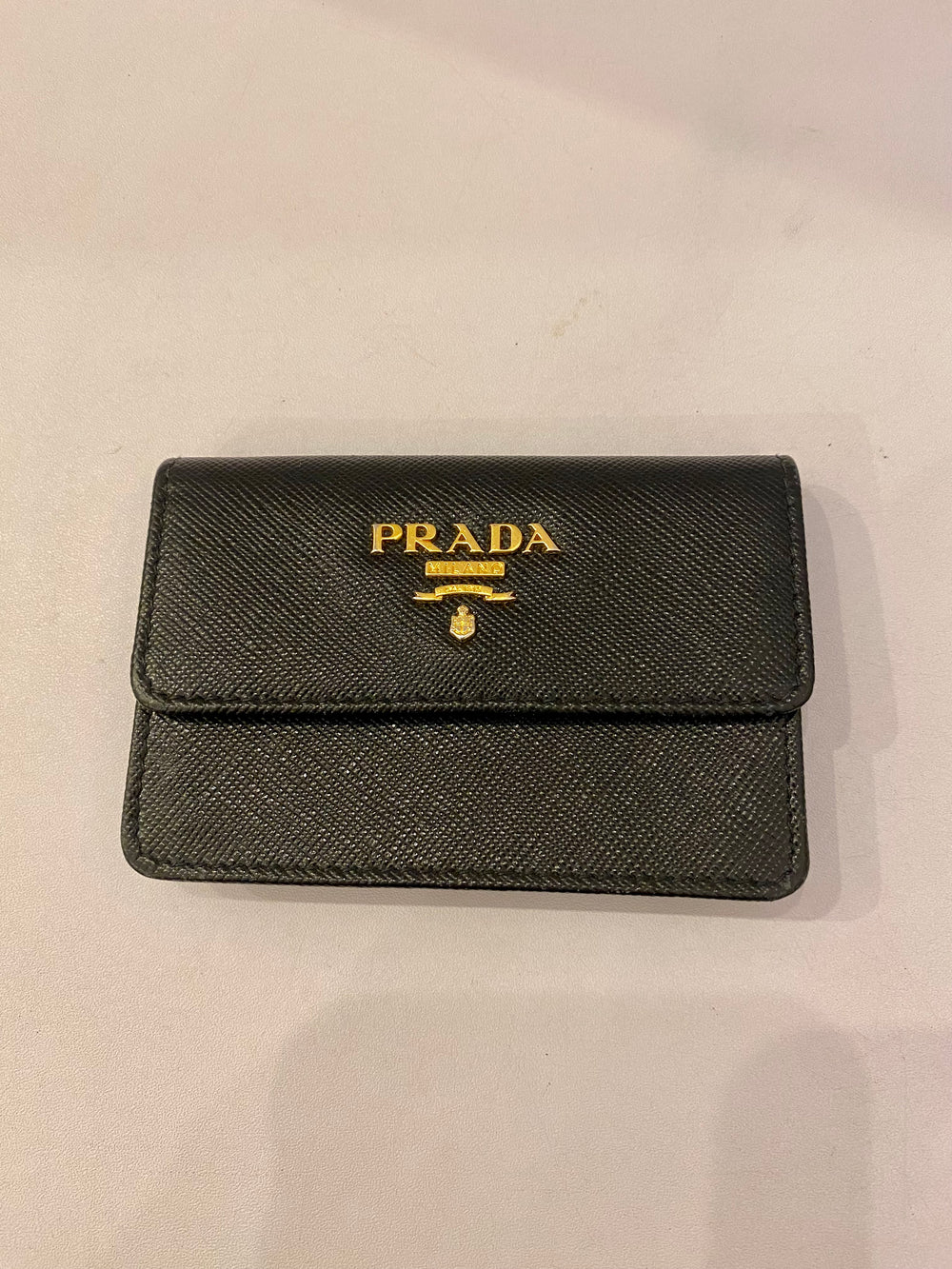 Pre Loved Prada Black Saffiano Leather Card Holder/ Coin purse