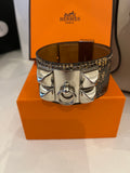 Hermes Collier de Chien Cuff in Exotic Leather with Palladium Hardware