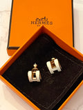 Pre Loved Hermes H-Pop Earrings in cream (excellent)