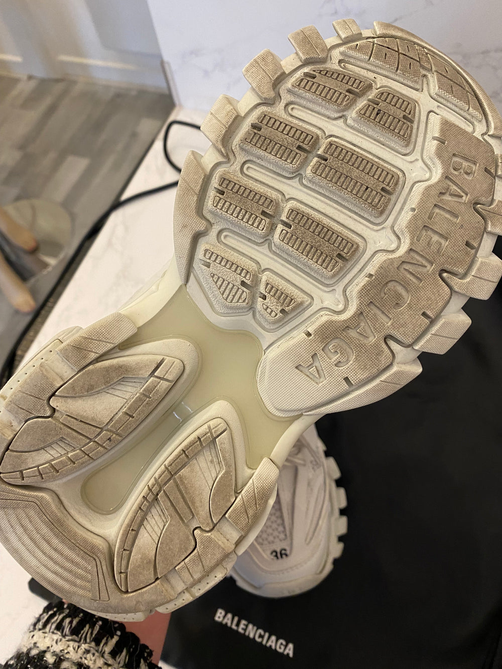 Pre Loved Balenciaga Track Sneakers in White UK 3