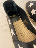 Pre Loved Saint Laurent Black Leather Stars Espadrilles UK 6 (NEW)