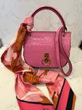 Pre Loved Mulberry Amberley in Pink Embossed Leather & Floral Twilly