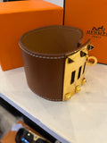 Hermes Collier de Chien Cuff in Tan Leather with Gold Tone Hardware