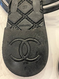 Pre Loved Chanel Black & Cream Camellia Sandals UK 4