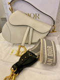 Pre Loved Christian Dior Latte Saddle Bag with Logo Web Strap  (excellent)