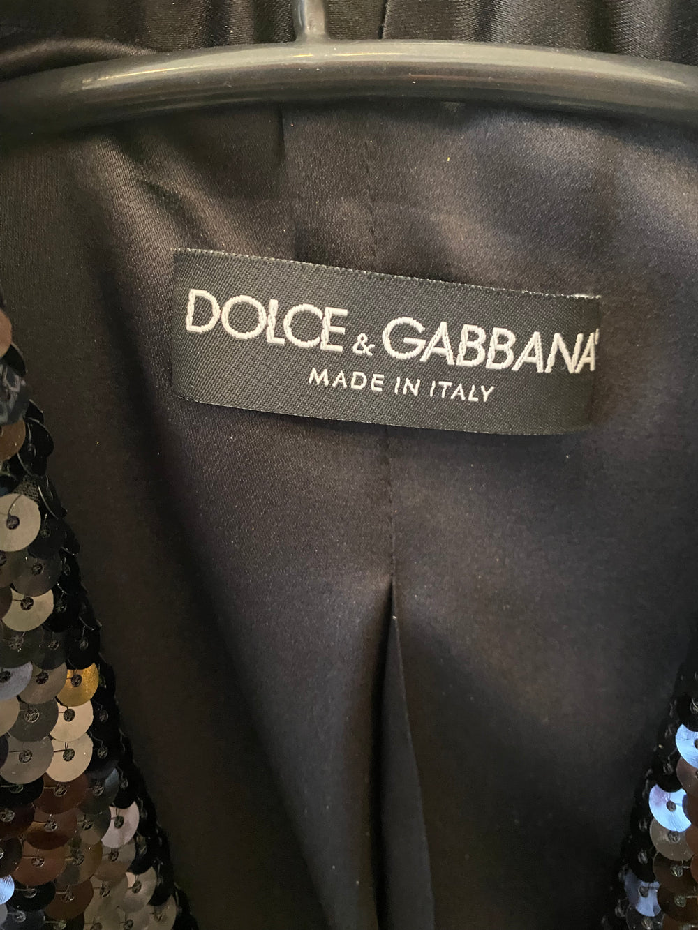 Pre Loved Dolce & Gabbana Sequin Black Jacket size 38 fits uk8 (excellent)