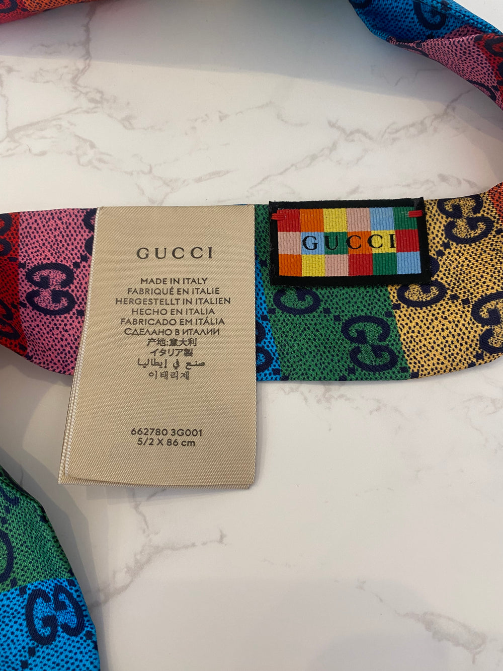 Pre Loved Gucci GG Multicolour Silk Neck Tie