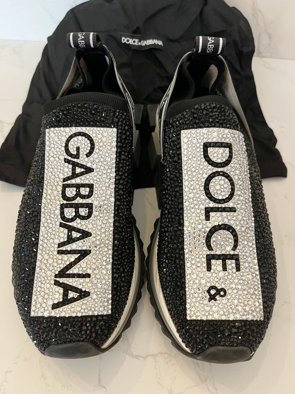 Pre Loved Dolce & Gabbana Diamanté Crystal Trainers uk5