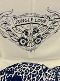 Pre Loved Hermes Jungle Love Silk Scarf , navy & white (new)