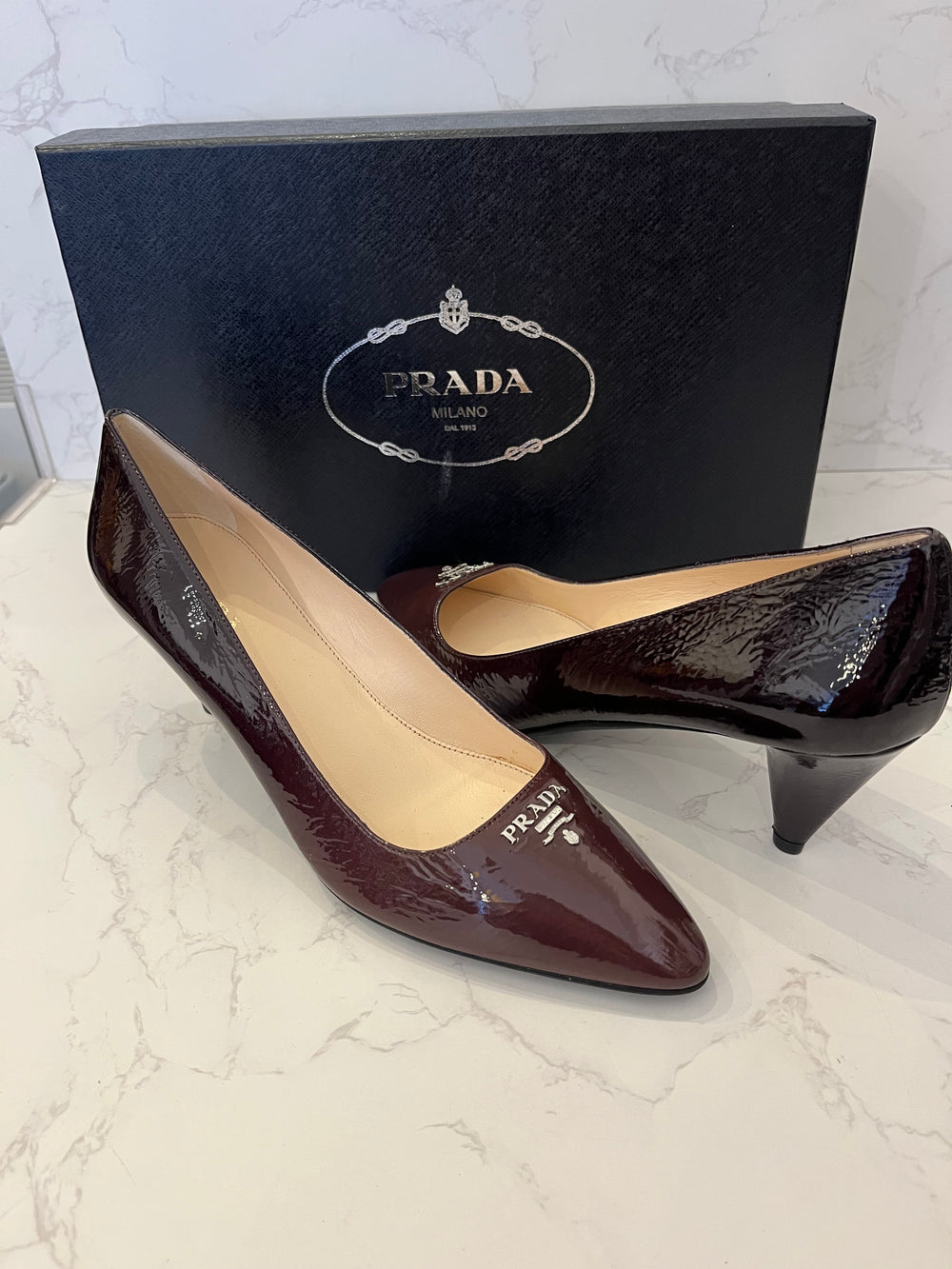 Pre Loved Prada patent leather pumps Size UK 6 New