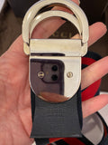 Pre Loved Gucci Navy & Red Web Belt  - Silver D Ring Buckle Size 80cm