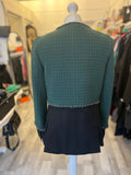 Pre Loved Chanel Green Tweed & Black Double Layer Jacket size FR42Fit (fits uk12)