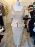 Pre Loved Tom Ford Champagne Gold Peplum Dress UK 6