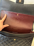 Pre Loved Chanel Classic Maxi Double Flap Bag in Black Caviar Leather