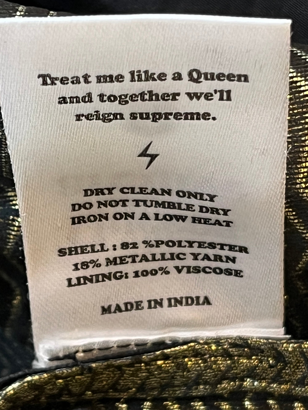 Pre Loved Queens of Archive Gold Lame Bow Back Top size S