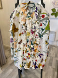 Pre Loved Gucci Floral Silk Frilled Floral Blouse uk12