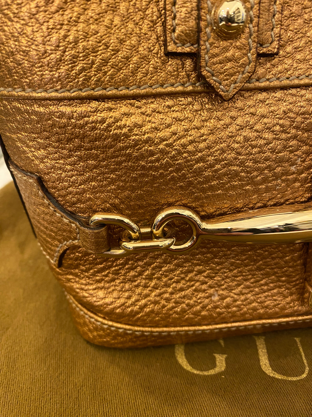 Pre Loved Vintage Gucci Copper Horsebit Handbag