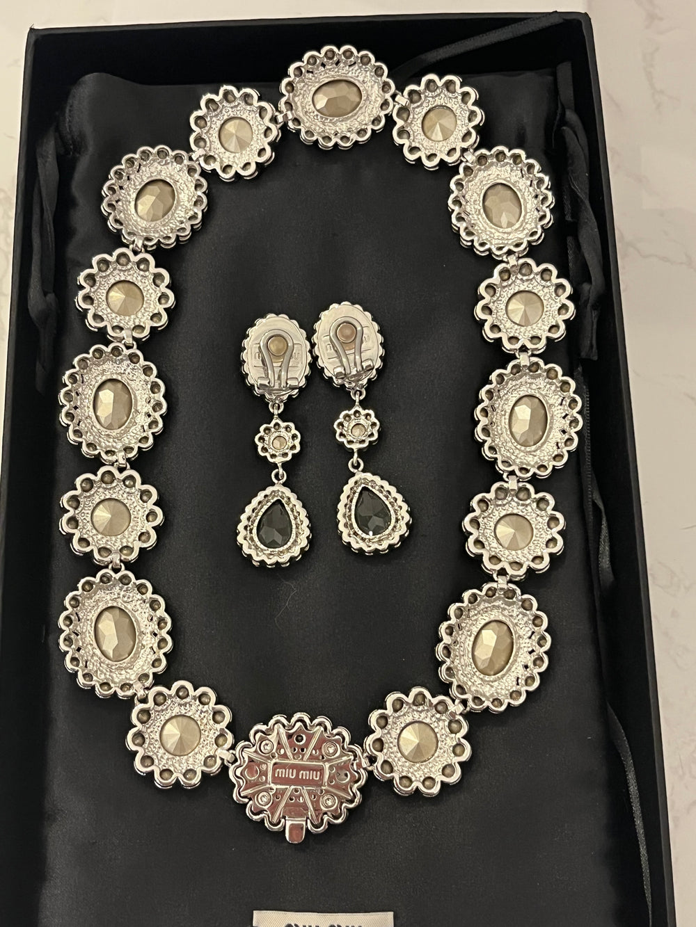 Pre Loved Miu Miu Crystal Necklace, Bracelet & Earrings