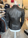 Balmain Double Breasted Black Leather Blazer FR 42 UK 14