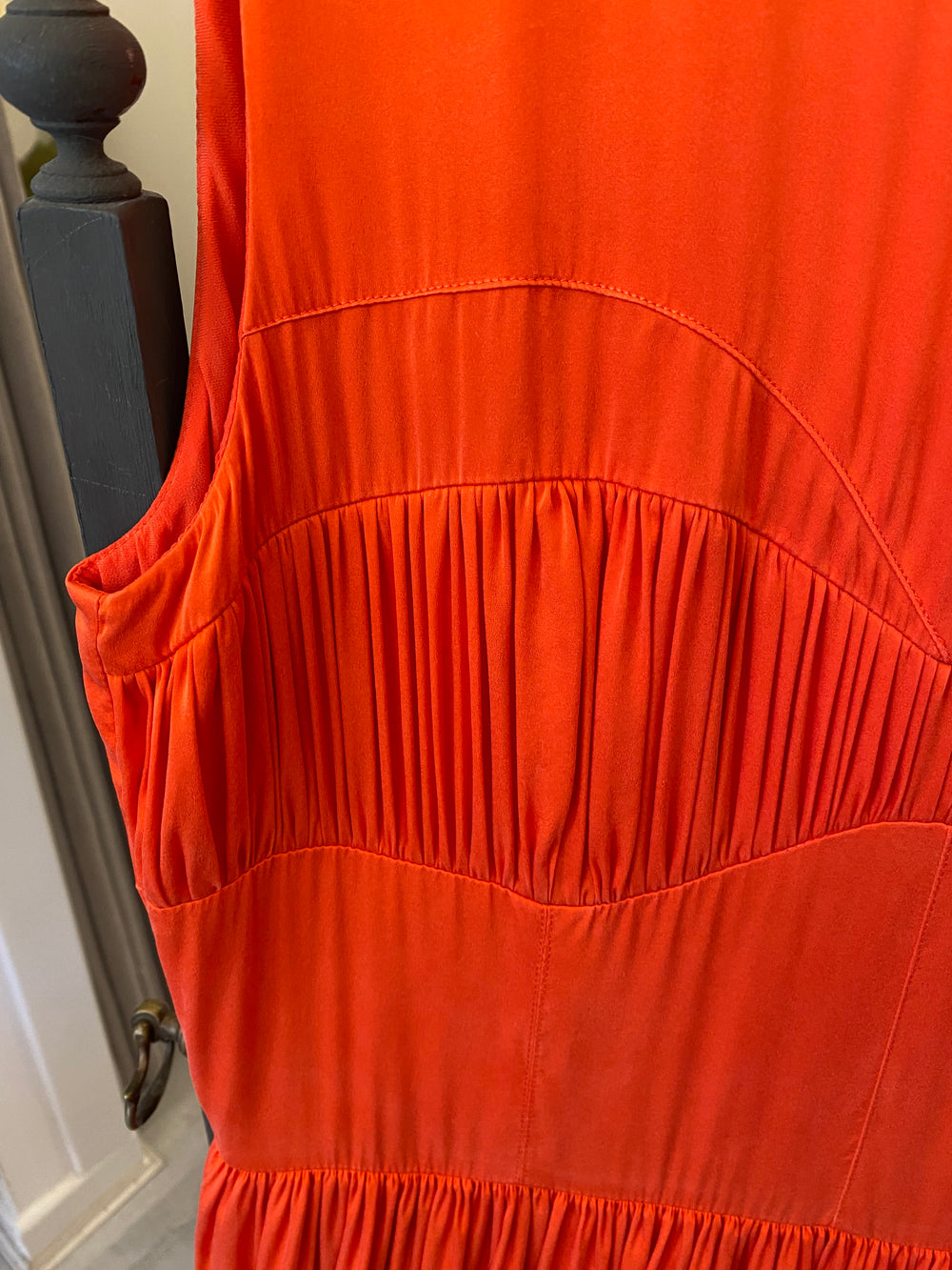 Tove Orange Gathered Demi Silk Blend Midi Dress  uk12 (excellent)