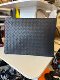 Pre Loved Bottega Veneta Large Intrecciato Pouch in Dark Navy Leather (excellent)