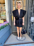 Pre Loved Gucci Pleated Plunging V-Neck Crepe Dress in Black  UK 12 (excellent)