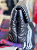 Pre Loved Saint Laurent Sade Puffy Envelope Clutch in Black Leather