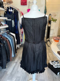 Anne Fontaine Black Linen Dress with Ruffle FR 42 U.K. 14