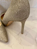 Pre Loved Jimmy Choo Romy 100 in Champagne Glitter uk6.5
