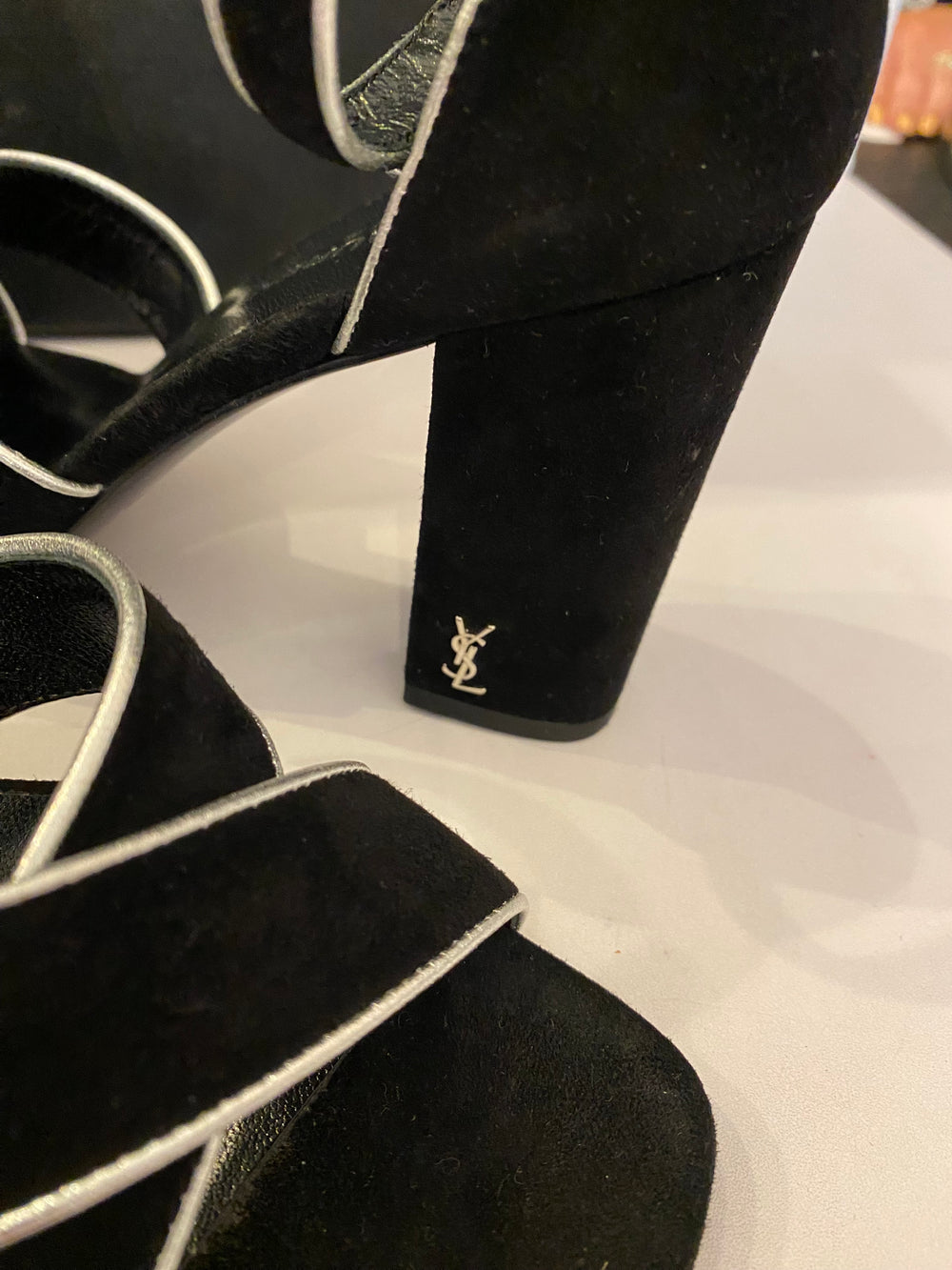 Pre Loved Yves Saint Laurent Black Platform Velvet Heels uk3.5 (excellent)