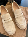 Gianvito Rossi Stone Suede Loafers