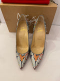 Pre Loved Christian Louboutin Decollete Silver & Multicoloured 100 Heels UK 4.5 (Excellent)