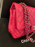 Pre Loved Chanel Classic  Double Flap Bag in Cerise Pink Patent Leather