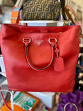 Pre Loved Prada Red Leather Vitello Daino tote