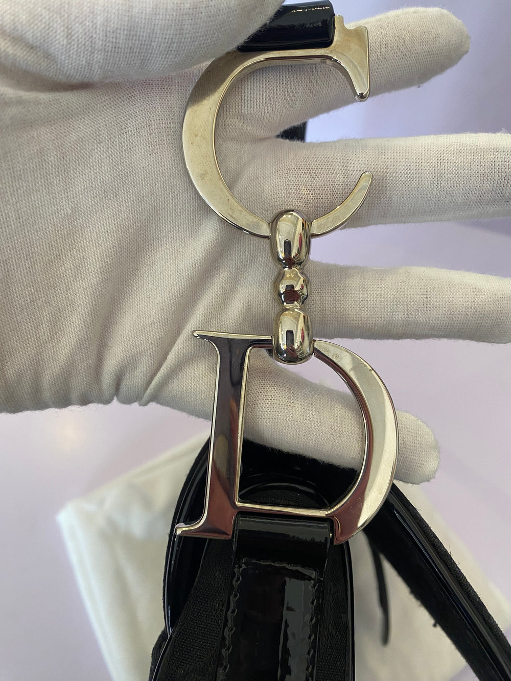 Pre Loved Christian Dior Vintage Black Saddle Bag - EXCELLENT