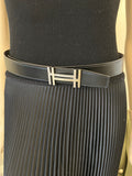 Pre Loved Hermes H Reversible Leather Belt in Grey & black size 85cm