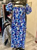 Pre Loved Borgo De Nor Blue floral Midi Dress Size UK 10 (new)