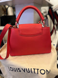 Louis Vuitton Capucines Bag in Red Tourillon Leather Silver Tone Hardware