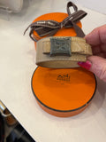 Hermes Artemis Touareg Cuff in Beige Leather Dark Pewter Hardware