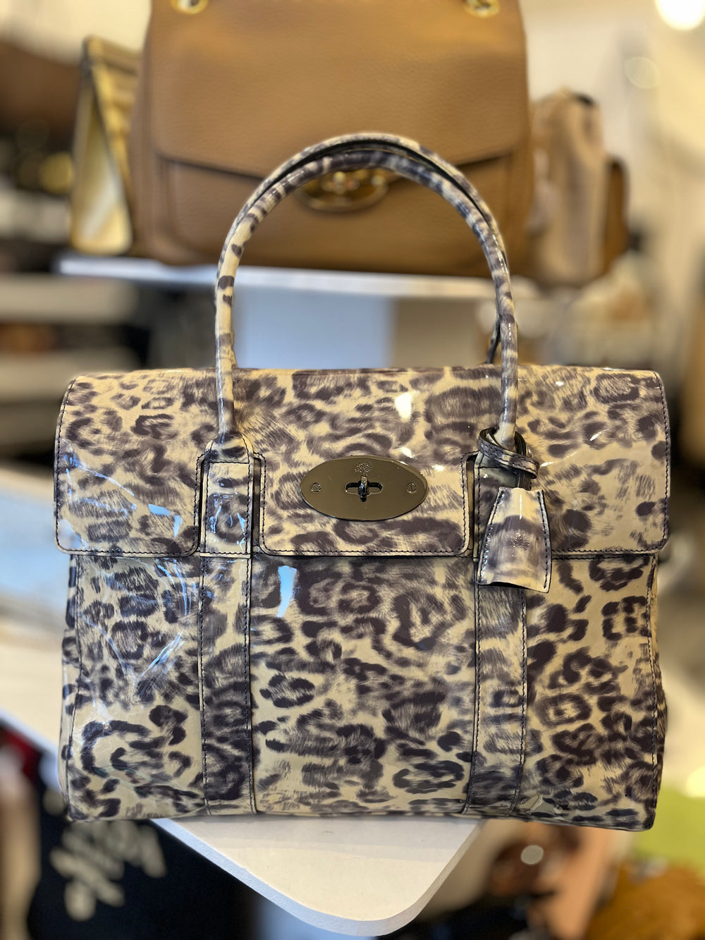 Pre Loved Mulberry Bayswater in Putty Smudged Leopard Patent Leather **RESERVED**