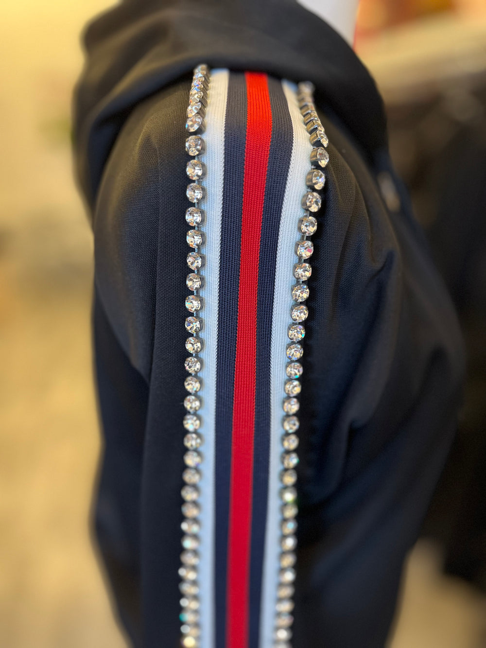 Pre Loved Gucci Track Hoodie Jacket with Crystals on sleeves (excellent)