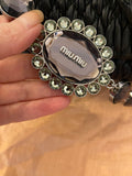 Pre Loved Miu Miu Black Matalasse Leather Crystal Cloque Flap Shoulder Bag