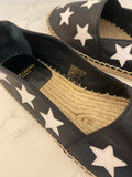 Pre Loved Saint Laurent Black Leather Stars Espadrilles UK 6 (NEW)
