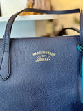 Gucci blue pebbled leather swing tote bag - Reserved