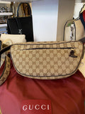 Gucci GG Unisex Canvas Belt/Crossbody Bag in Beige Monogram Canvas